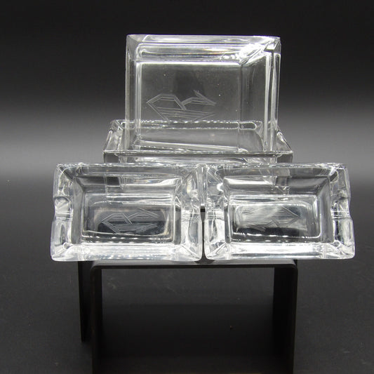 Vintage Thick Glass Ashtray Set