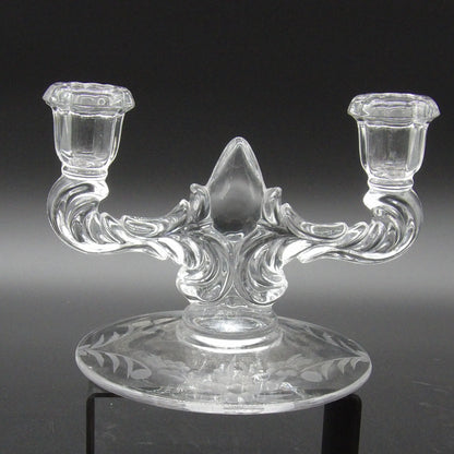 Martinville Viking Prelude Etched Crystal Teardrop Double Candle Holder