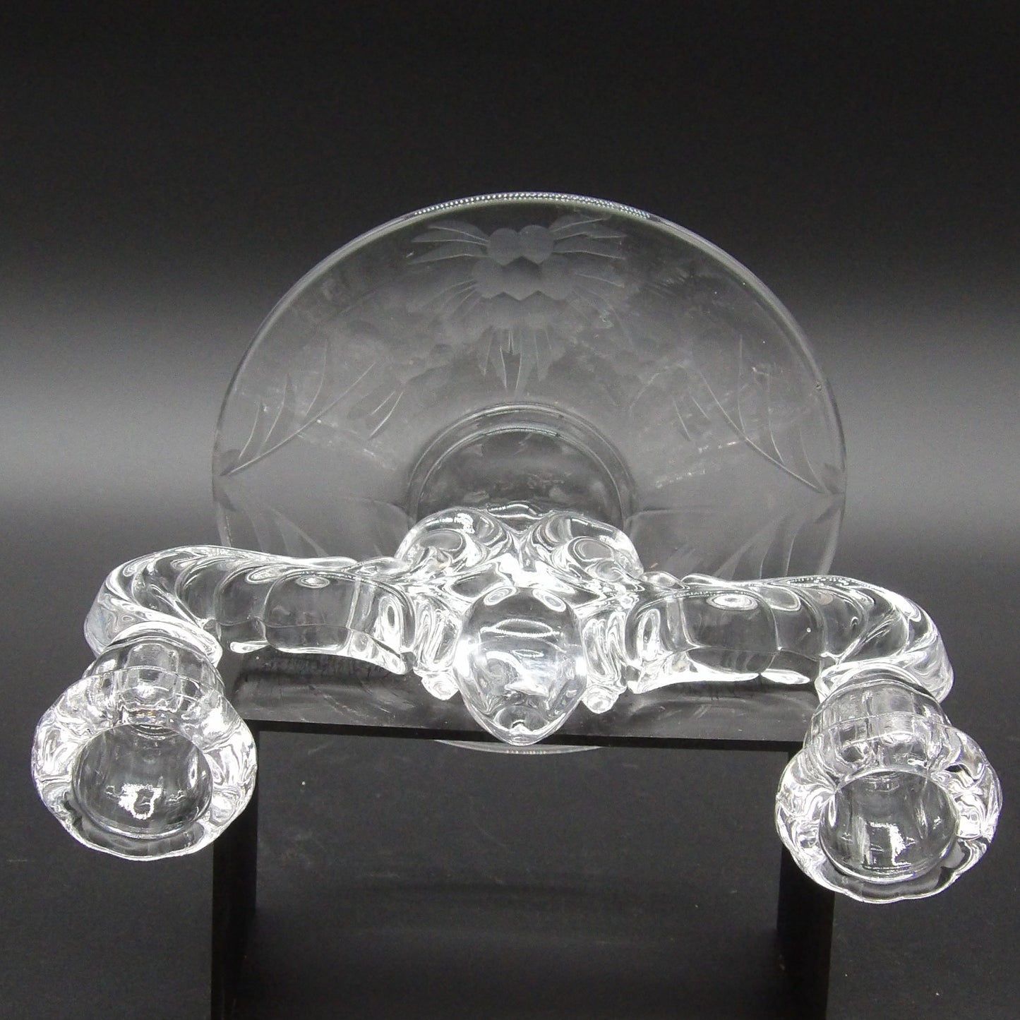 Martinville Viking Prelude Etched Crystal Teardrop Double Candle Holder