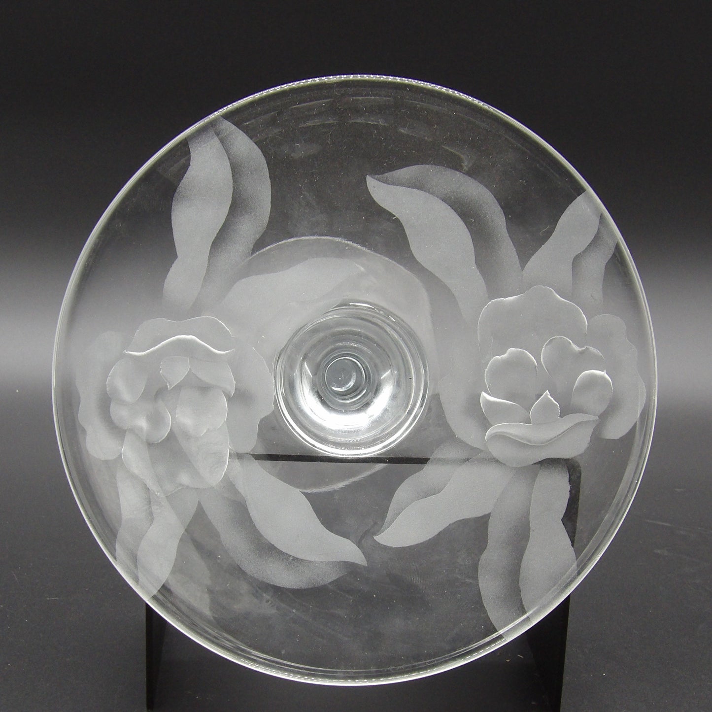 Vintage Etched Glass Compote