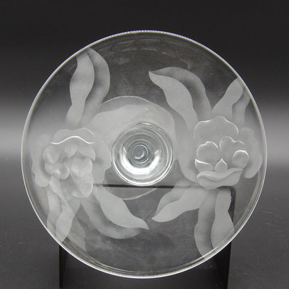 Vintage Etched Glass Compote