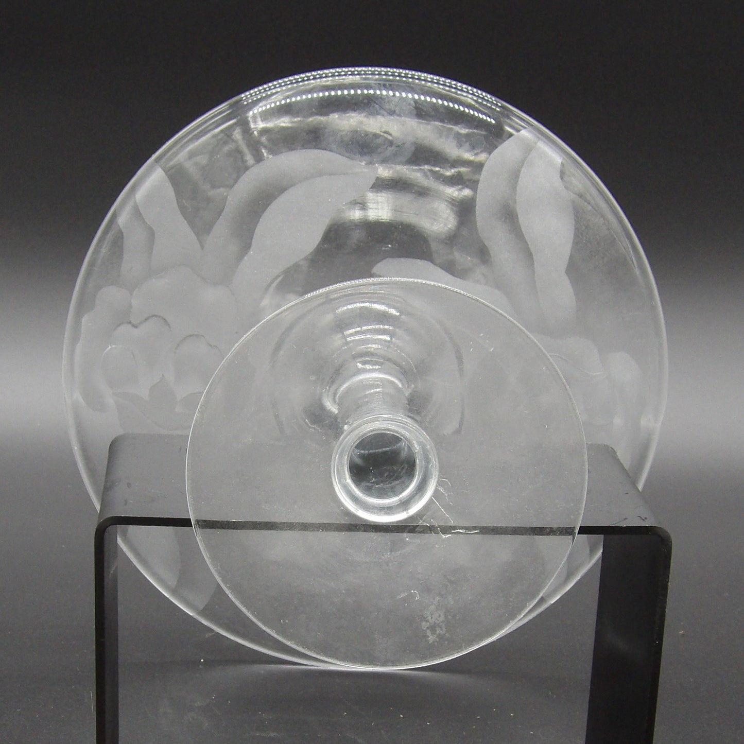 Vintage Etched Glass Compote