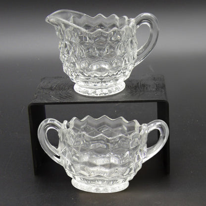 Vintage Fostoria American Cubist Mini Creamer and Mini Open Sugar Bowl Set
