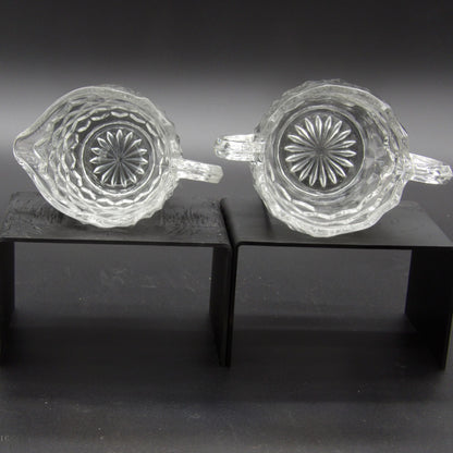 Vintage Fostoria American Cubist Mini Creamer and Mini Open Sugar Bowl Set