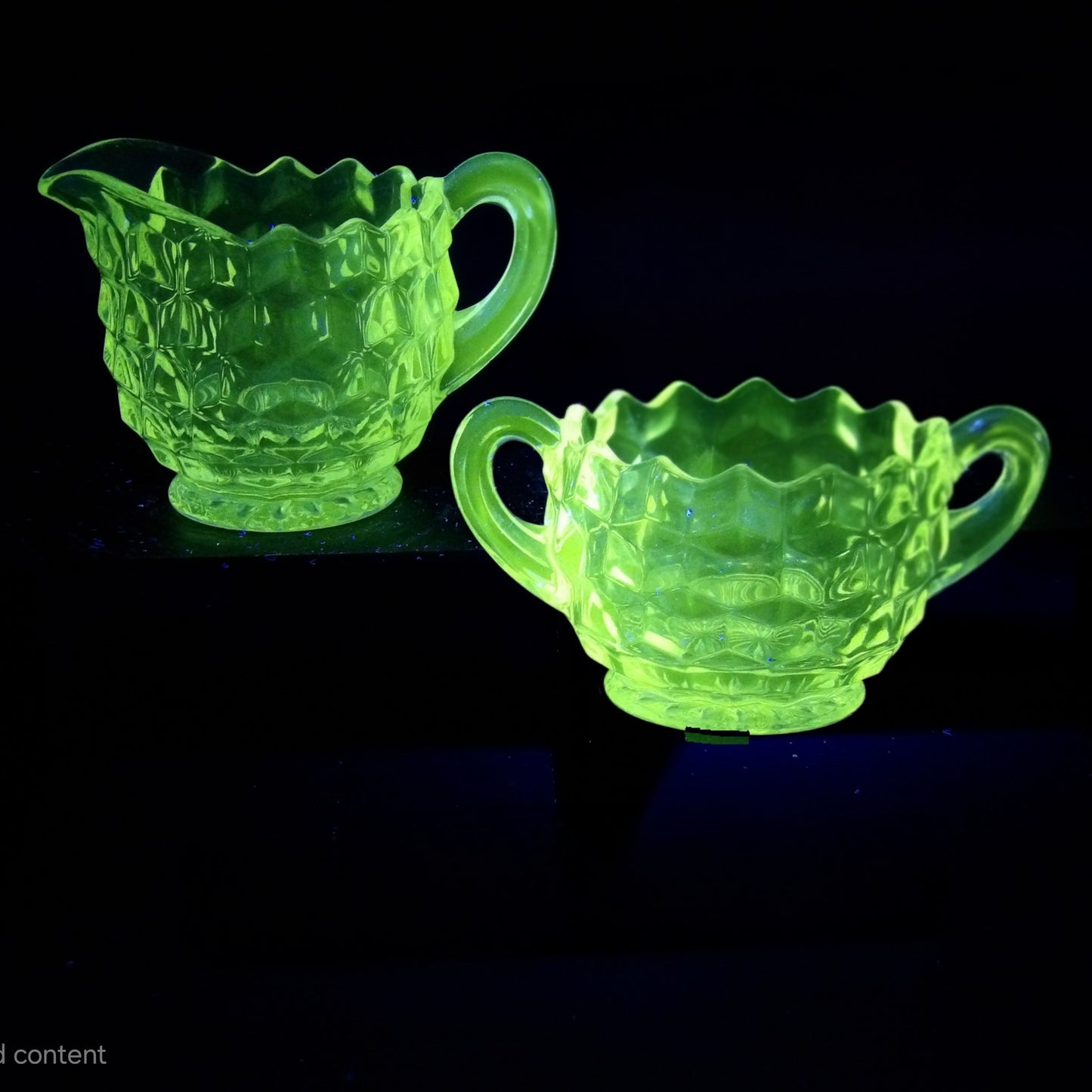 Vintage Fostoria American Cubist Mini Creamer and Mini Open Sugar Bowl Set