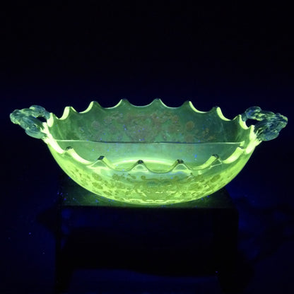 Vintage Glass Divided Relish/Candy Dish, Etched with Gold Overlay